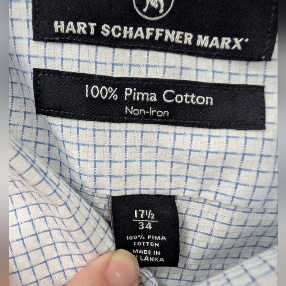 Hart Schaffner Marx Blue Patterned Button Up Dres… - image 4